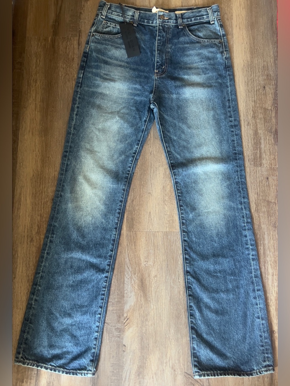 Nili Lotan Men's Bootcut Jeans in Faded Blue Wash